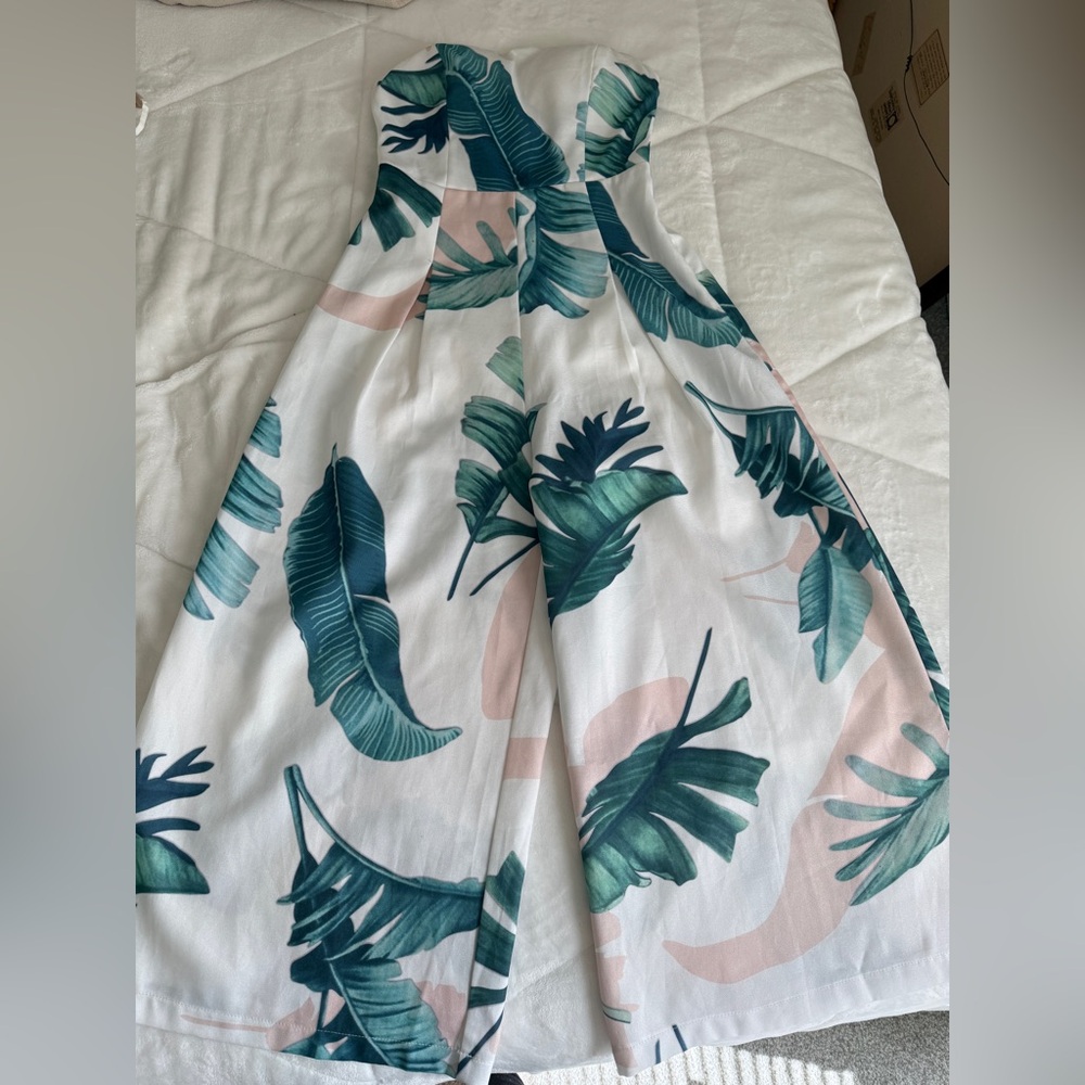 Tropical Leaf Print Jumpsuit